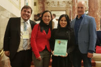 David Schwaiger (HUM-Entrepreneurship-Koordinator), Direktorin Michaela Joeris (HUM-Entrepreneurship-Koordinatorin), Tara Englbrecht (HUM-Entrepreneurship-Koordinatorin) und Ministerialrat Mag. Gerhard Orth (Leitung der HUM-Abteilung im BMBWF)